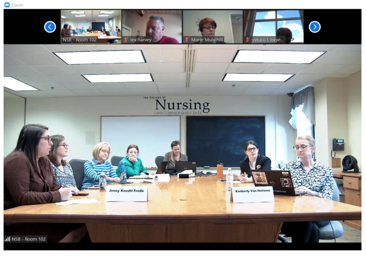 Picture of a zoom call with penn state hershey nursing staff.