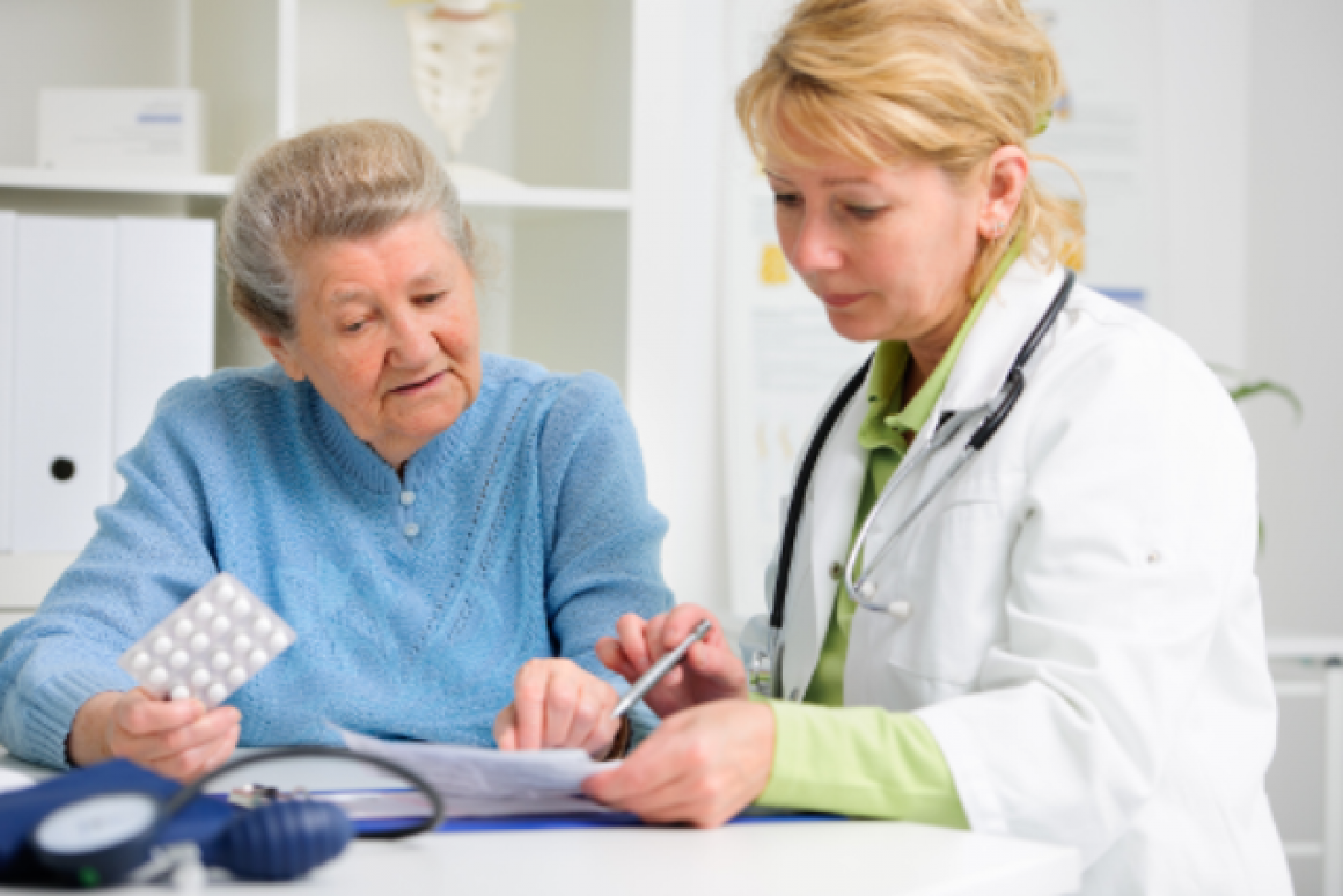 Doctor and patient discussing medications.