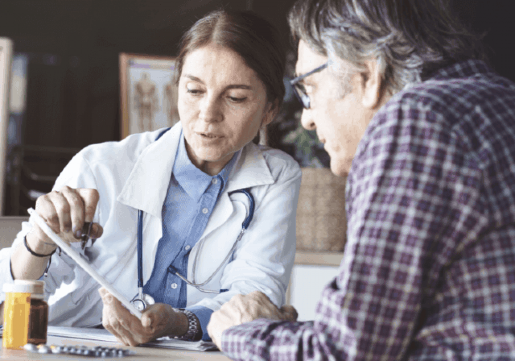 Doctor and patient discussing medications.